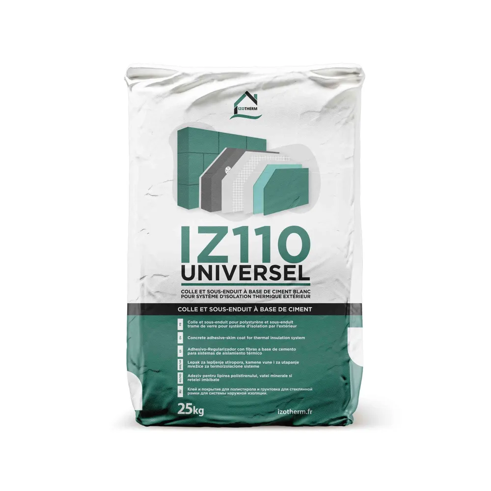 Enduit fibré BLANC collage-calage-sous enduit de marouflage Izotherm IZ110 – 25kg