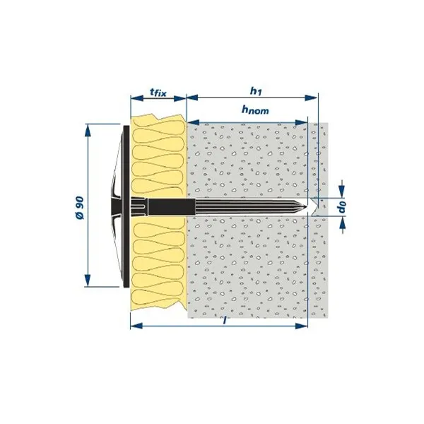 Pack de 250 Chevilles à frapper INCO II tête extra large pour isolant souple diamètre 8x150mm – photo 1 sur 2