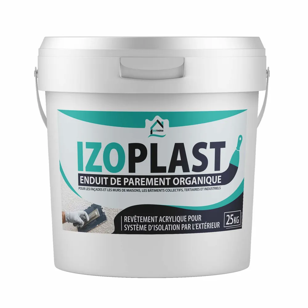 Seau d’enduit de finition IZOPLAST – 25KG – disponible en blanc / blanc cassé / ton pierre – photo 1 sur 2